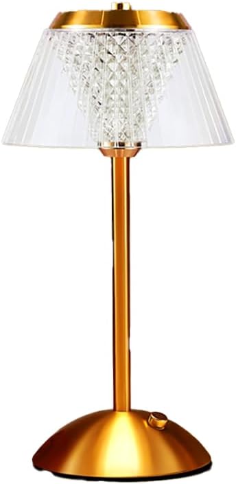 Portable Crystal LED Table Lamp, 3-Levels Brightness Desk Lamp, 3 Color Touch Control Rechargeable Lamp, Night Light, Bedside Lamp,Dining Room Lamp (Gold-01)