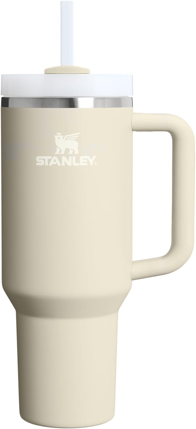 STANLEY Quencher H2.0 Flow State Tumbler, 40 oz, Toasted Almond | Handle and Straw | 3-Position Lid | Cup Holder Compatible for Travel | Insulated Stainless Steel Cup | BPA-Free