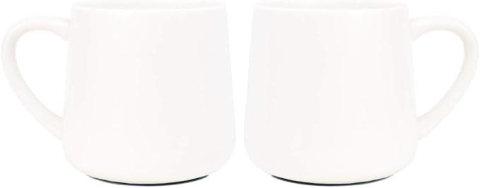 Bosmarlin Glossy Ceramic Coffee Mugs Set of 2, Tea Cup for Office and Home, 18 oz, Suitable for Dishwasher and Microwave(White, 2)