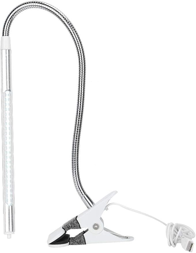 FILFEEL LED Clip - Portable Flexible Neck Desk Light for Tattoo/Manicure/Makeup USB Interface(Pearl White)