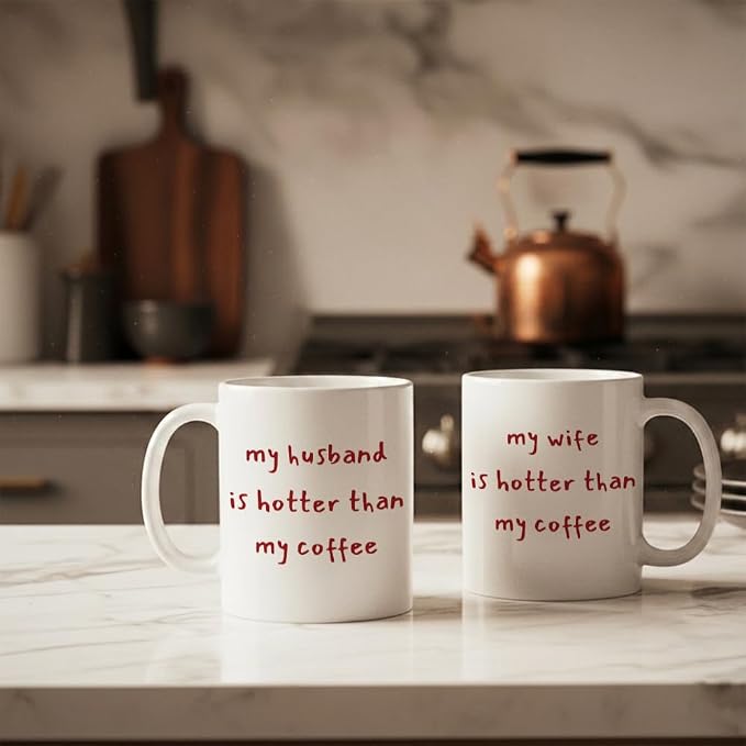 Funny Husband & Wife Coffee Mugs Set 11oz, Couple Gifts for Husband & Wife | Novelty Wedding Anniversary Mug Gift for Couple Him Her, Mr & Mrs Gifts