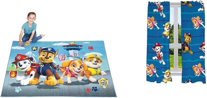 Franco Paw Patrol Kids Room Decor Bundle with Area Rug (69 in x 52 in) and Window Curtains (82 in x 63 in)