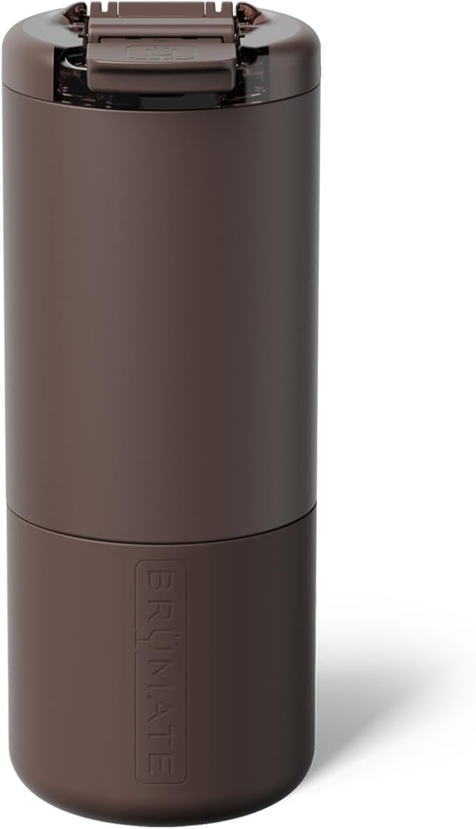 BrüMate Strova 18oz 100% Leakproof Insulated Coffee Mug | Ceramic-Lined Interior | Built-In Silicone Sleeve for Travel | Locking Flip Lid (Java)
