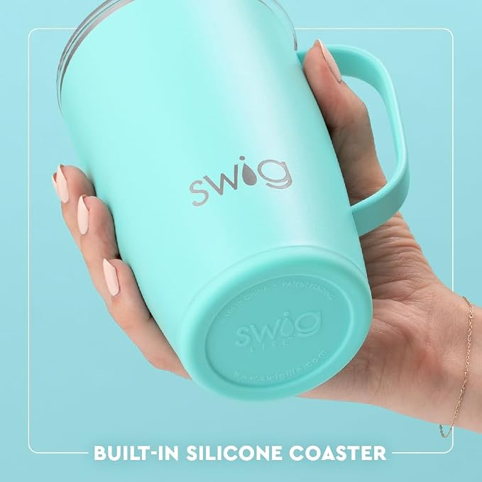 Swig Life 18oz Insulated Travel Mug with Handle & Lid, Disco Cowgirl | Triple Insulated Stainless Steel - Handle & Lid Included - Keeps Coffee Hot or Cold - Cup Holder Friendly
