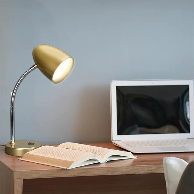 LED Desk Lamp, Flexible Gooseneck with Table lamp, 3.5W 240LM 4000K Cool White Study Lamps for Bedroom and Office, Eye Protection, ETL Listed,Gold
