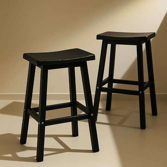 Outdoor Bar Stools Set of 2, Modern Durable Resin Bar Chairs with Footrest, All-Weather Barstools for Patio, Balcony, or Kitchen Counter(24'')