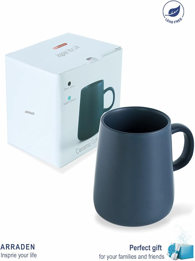 Coffee Mug, Matte Ceramic Coffee Cup, Both Hot & Cold Beverage Tea Cup for Office & Home, Suitable for Dishwasher & Microwave & Oven, 16.5 oz (Royal Blue)