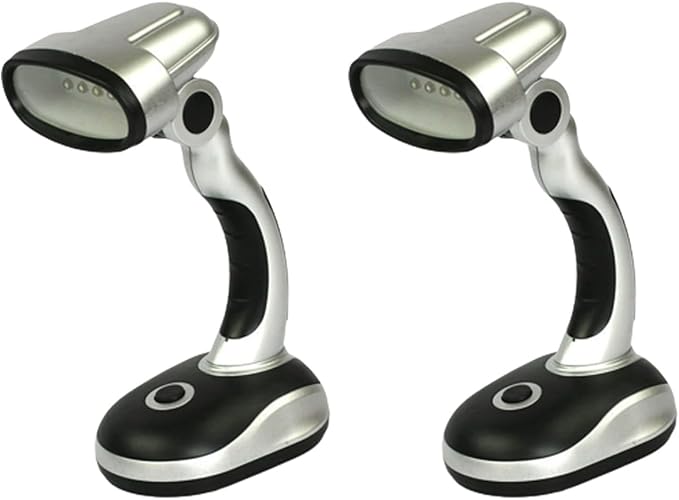 Led Desk Lamp, 12 Bulb LED Portable Desk Lamp Powered Battery Table Light, Computer Bedside Table Camping Light, Bright Battery Operated Desk Lamp Work Reading Light (2PCS)