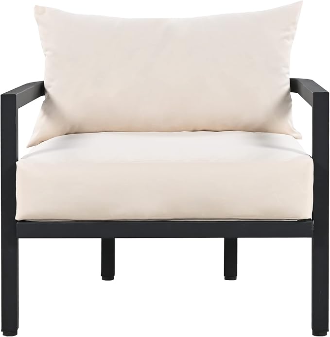 Merax 4 Piece Sectional Furniture Patio Sofa Multi-Person Outdoor Steel Sofa Set, Waterproof, Anti-Rust and Anti-uv, Suitable for Gardens and Lawns,Beige