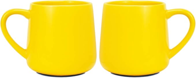 Bosmarlin Glossy Ceramic Coffee Mug, Tea Cup for Office and Home, 18 oz, Suitable for Dishwasher and Microwave(Yellow, 2)