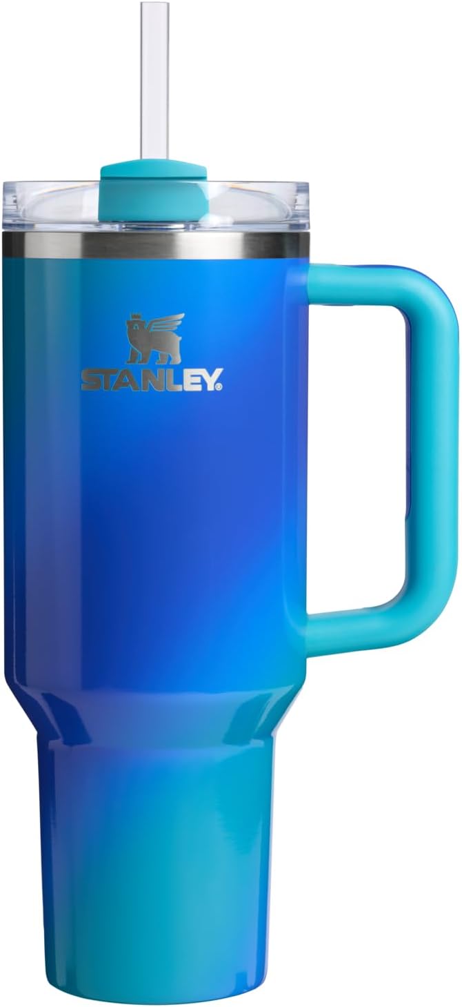 STANLEY Quencher H2.0 Flow State Tumbler, 40 oz, Sea Glass Aura | Handle and Straw | 3-Position Lid | Cup Holder Compatible for Travel | Insulated Stainless Steel Cup | BPA-Free