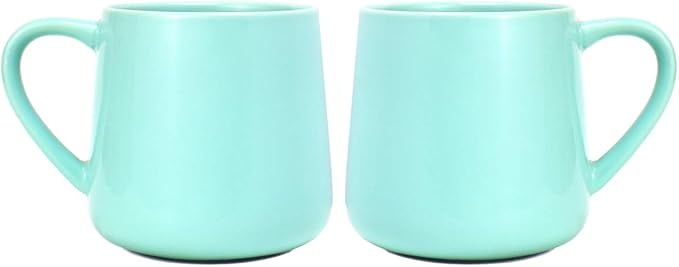 Bosmarlin Glossy Ceramic Coffee Mugs Set of 2, Tea Cup for Office and Home, 18 oz, Suitable for Dishwasher and Microwave(Mint Green, 2)