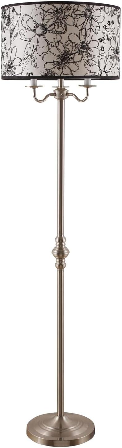 A6312F-A Sisel Contemporary Floor Lamp with Decorative Shade, 60.5-Inch, Brushed Nickel