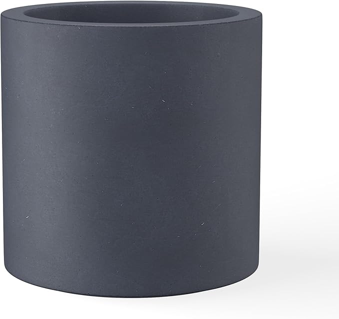 Kante 15.7" Dia Round Concrete Planter, Modern Style Large Cylindrical Plant Pot with Drainage Hole and Rubber Plug for Indoor Outdoor Patio, Charcoal