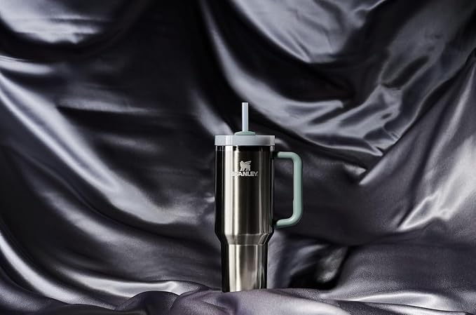 STANLEY Quencher H2.0 Flow State Tumbler, 40 oz, Stainless Steel Shale | Handle and Straw | 3-Position Lid | Cup Holder Compatible for Travel | Insulated Stainless Steel Cup | BPA-Free