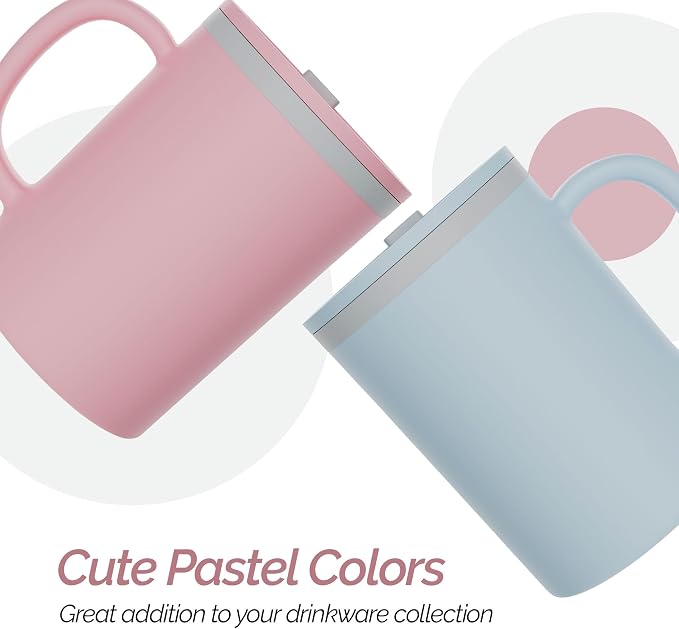 Copco Iconic Desk Mug 16 Oz - Light Blue/Pink, Set of 2