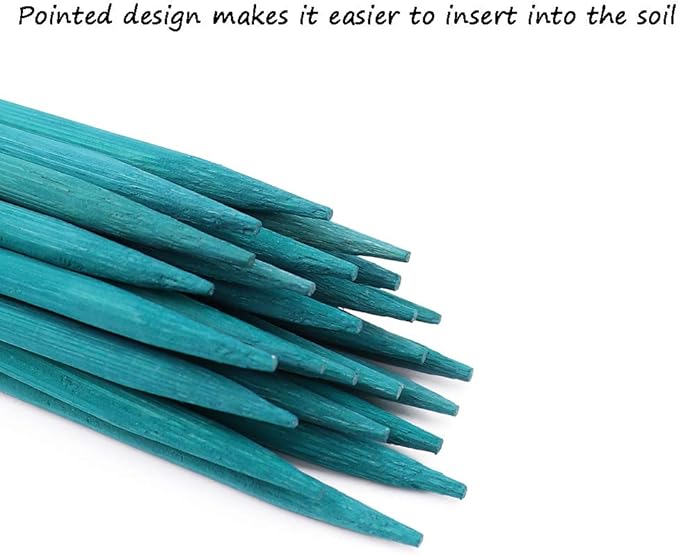 Garden Wood Plant Stakes Green Bamboo Sticks,HAINANSTRY Sturdy Floral Plant Support Stakes Wooden,Wooden Sign Posting Garden Sticks(25 Pack 18 Inches)