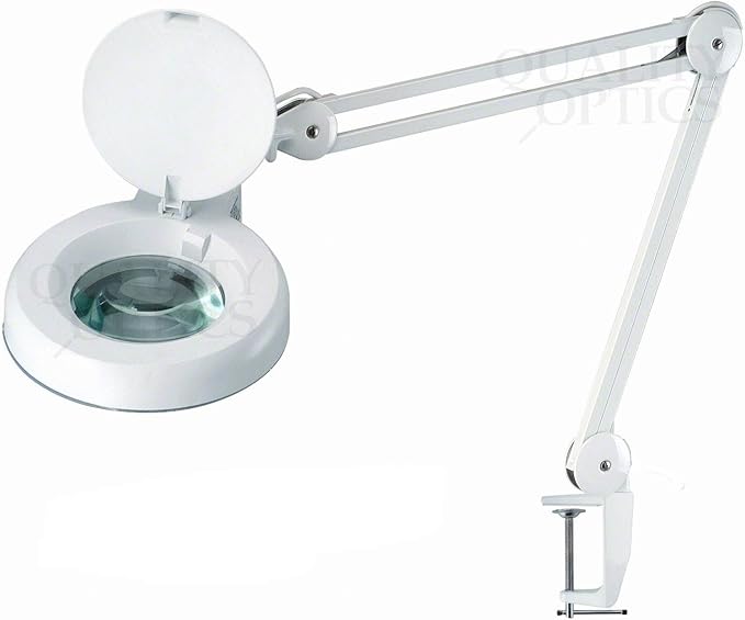 Quality Optics® Professional Series Illuminated Workstation Swing Arm Magnifier White 3LED Diopter