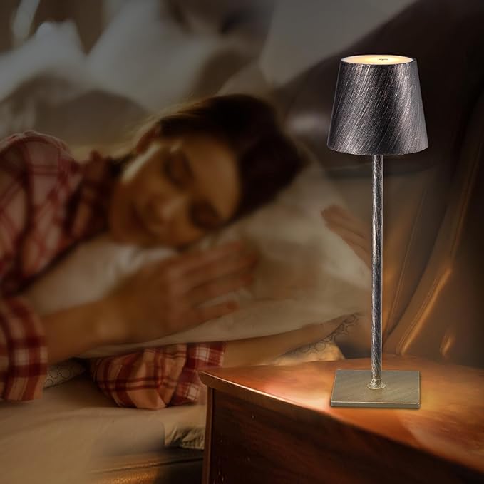 2 Pack Cordless Table Lamps, 3 Colors Stepless Dimming, 5000mAh Rechargeable Battery LED Desk Lamp for Bedroom/Couple Dinner/Desk/Cafe/Dining Room/Terrace(Antique Copper)
