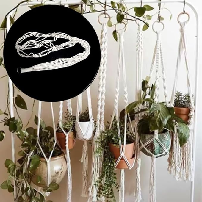 Macrame Plant Hangers 3 Pack, Hanging Plant Holders for Indoor Plants, Handmade Woven Cotton Rope Hanger Kits, Decorative Flower Pot Holders for Home & Garden Decor(Plants Not Included)