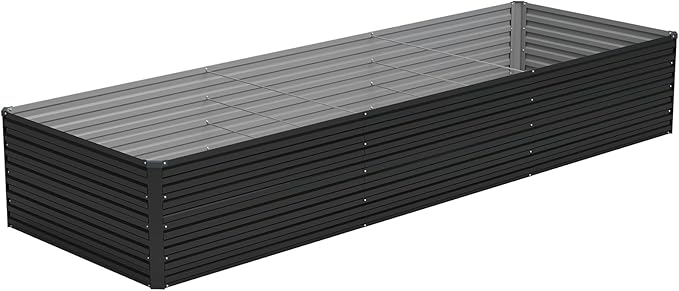 Vengarus 12x2x2FT Galvanized Raised Garden Bed Kit, Large Rectangle Elevated Planter for Vegetables, Flowers, Herbs and Succulents - 359 Gallon Capacity,Black