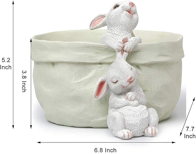 Rabbit Flower Pot Succulent Planter Garden Pots, Easter Decorative Flower Pot,Animal Shaped Cartoon Planter Pots,Art Decorations(with Drainage Hole)