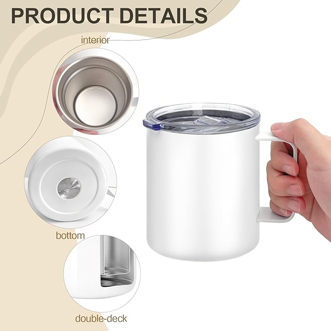 YOUKE OLA 16 Pack Stainless Steel Insulated Coffee Mug Bulk with Handle & Lids, 12oz Vacuum Insulated Double Wall Travel Mug for Hot and Cold Drinks Home Office Car, 16 Colors