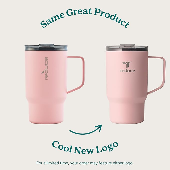 REDUCE 24 oz Hot1 Vacuum Insulated Mug for Hot Tea, Coffee and Other Hot Drinks - With Flo-Motion Lid and Handle, Single-Serve and Cupholder Friendly, Keeps Drinks Hot for up to 8 Hrs, Mineral Blue