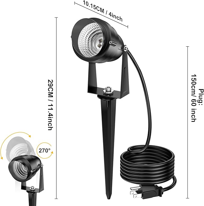 1500LM LED High Brightness Outdoor Landscape Lighting 15W RGBCW Color Changing Landscape Lights Remote Control Spot-Lights with Plug in IP66 Waterproof Flood Light for Garden - 2 Pack