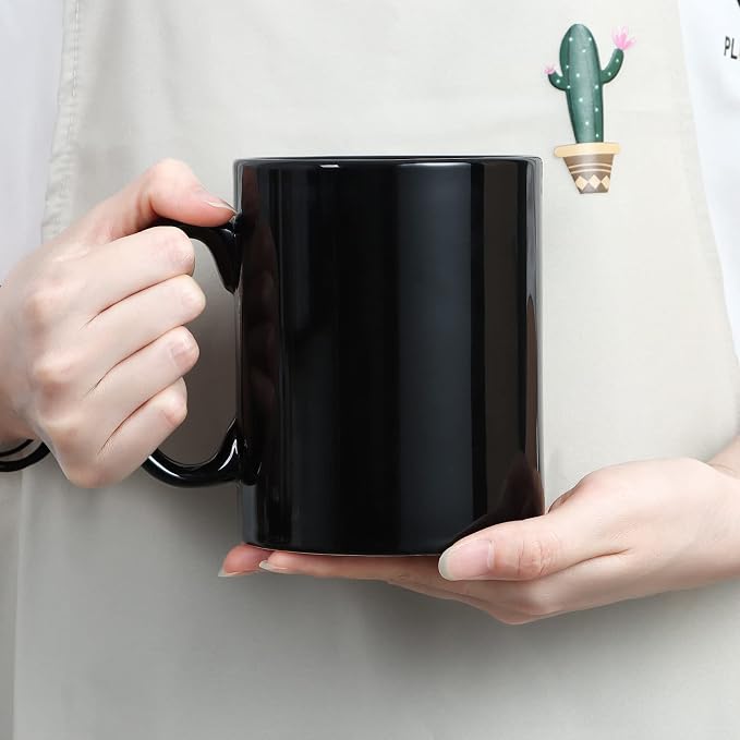 Large Coffee Mugs, 22 OZ(650ml) Extra Coffee Mug Set of 2, Smooth Ceramic Boss Cups, Big Capacity and Large Handle, for Dad Men, Black
