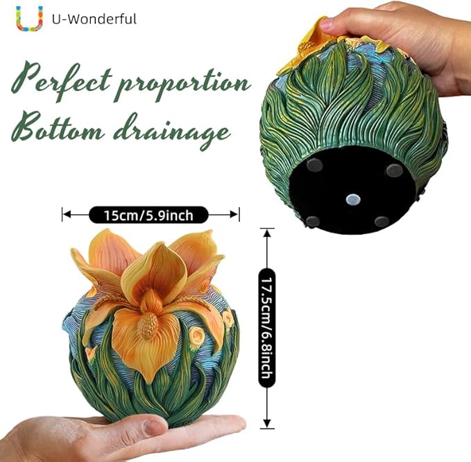 Flower Starry Sky Plant Pots - Flower Pots with Drainage Hole, Cute Unique Planter for Snake Plants/Cactus Indoor & Outdoor, Colorful Funny Room/Garden Art Decoration
