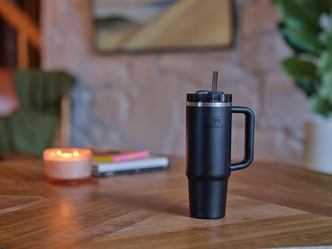 STANLEY Quencher H2.0 Flow State Tumbler, 30 oz, Black 2.0 | Handle and Straw | 3-Position Lid | Cup Holder Compatible for Travel | Insulated Stainless Steel Cup | BPA-Free
