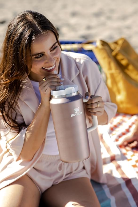 STANLEY Quencher H2.0 Flow State Tumbler, 64 oz, Rose Quartz Glow | Handle and Straw | 3-Position Lid | Large Capacity for Travel & Sports| Insulated Stainless Steel Cup | BPA-Free