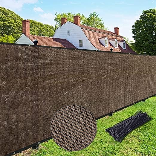 UPGRADE Privacy Fence Screen 4'x22' Brown Outdoor 90% Visibility Blockage 170 GSM Mesh Shade Cover Panels for Backyard,Balcony,Home Decoration with Zip Ties,Customized Avaliable