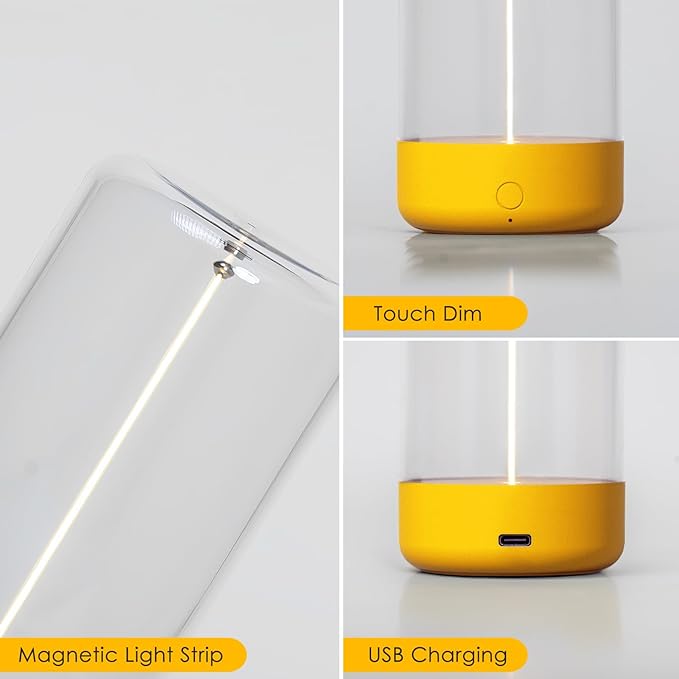 Mini Minimalist Table Lamp Cordless LED Desk Lamp Rechargeable Modern Night Lights Portable Nightstand Lamps Unique Ambient Light Mood Lighting for Bedroom, Beside, Nursery