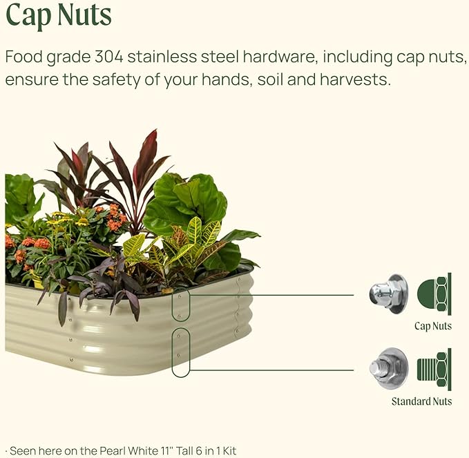 Vego garden Aluzinc Raised Garden Bed Kits, 11" Tall 6 in 1 Modular Metal Raised Planter Bed for Vegetables Flowers Patio Ground Planter Box-British Green