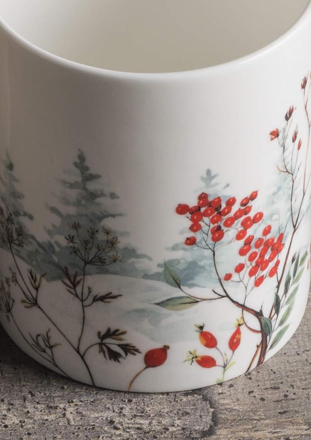 Maison d' Hermine Coffee Mug with Handles Tea Cups (15 Ounce, Pack of 2) | Fine Bone China Coffee Mugs for Hot Beverages Cappuccino Latte Home Restaurant Hotel Spring Summer -Morzine