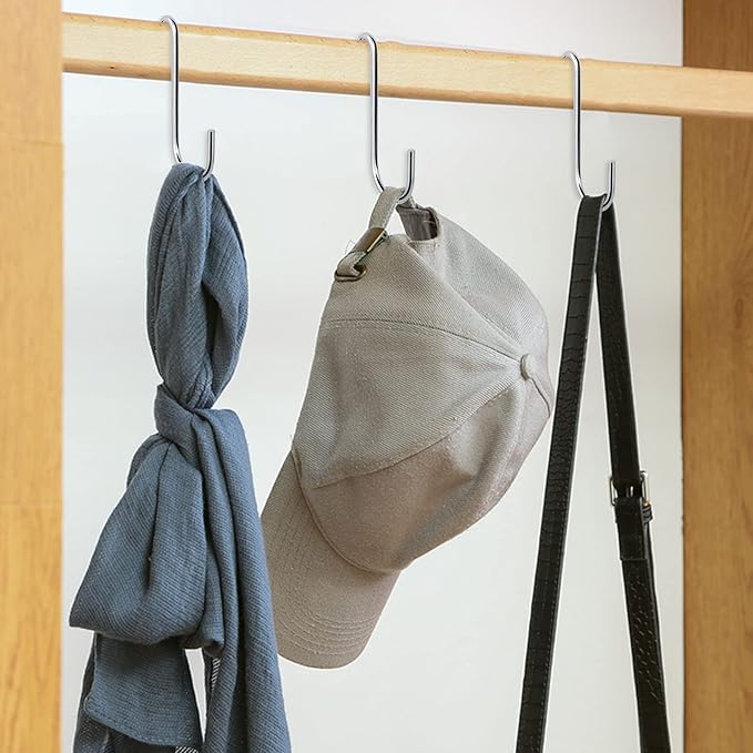 30 Pack 3 Inch S Hooks Heavy Duty Pan Pot Holder Rack Hooks Hanging Hangers S Shaped Hooks for Kitchenware Pots Utensils Clothes Bags Towels Plants