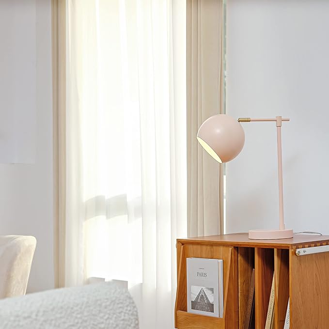 Globe Electric 52285 Hannah 18" Desk Lamp, Matte Pink, Brass Pivot Joint, in-Line On/Off Rotary Switch