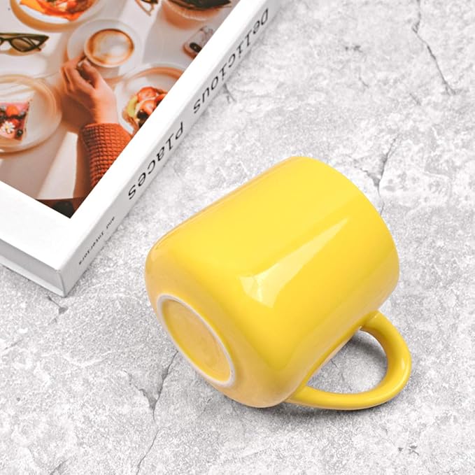 Bosmarlin Large Glossy Ceramic Coffee Mug, Yellow Tea Cup for Office and Home, 18 oz, Suitable for Dishwasher and Microwave, 1 Pack (Yellow)
