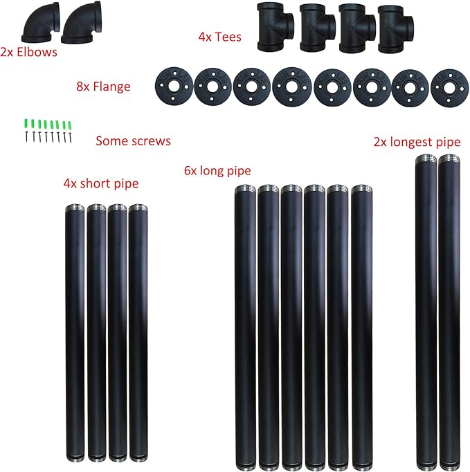 Yuanshikj 2Pc (42" tall 12" deep, 3/4") Industrial Wall Mount iron Pipe Shelf Shelves Shelving Bracket Vintage Retro Black DIY Open Bookshelf Storage Home Kitchen (2 Pcs 3Tier Hardware only)