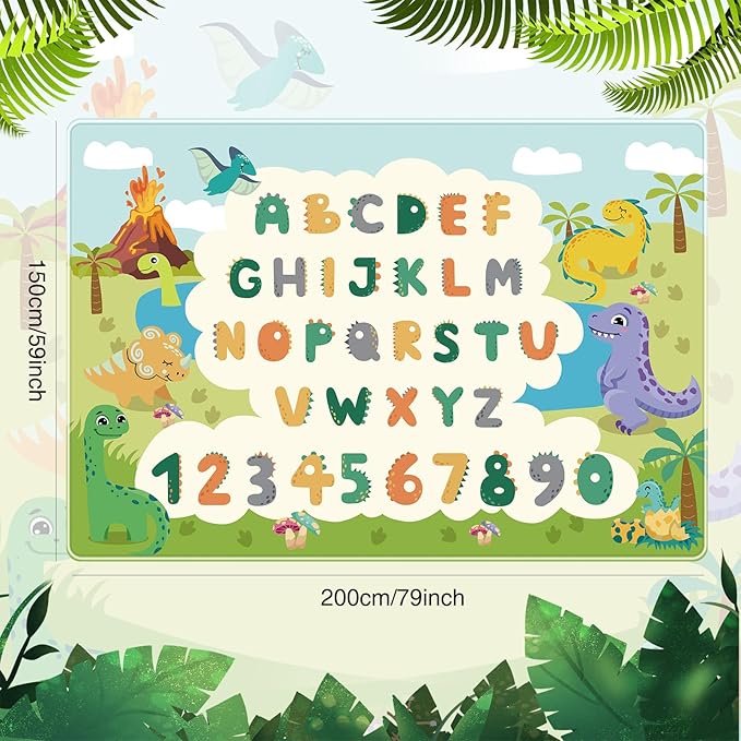 Kids Rug for Playroom,78.7 X 59 Inch Dinosaur Kids Play Mat ABC Classroom Rug,Non-Slip Cute Alphabet Rug Soft Kids Floor Mats Carpet,Toddler Baby Playroom Mat for Kids Room Classroom Playroom