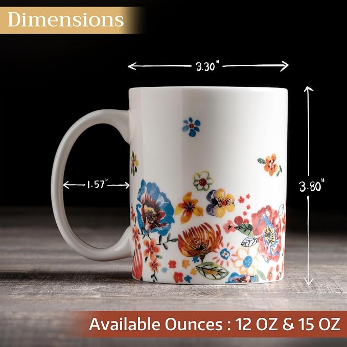 Maison d' Hermine Coffee Mug with Handles Tea Cups (15 Ounce, Pack of 1)