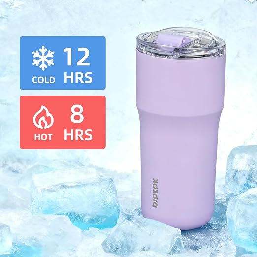 BJPKPK 24 oz Coffee Tumbler, Insulated Stainless Steel Travel Cup | Double Wall Vacuum, Leak Proof Lid, Keeps Hot/Cold/Iced, BPA Free, Dishwasher Safe, Cupholder, White