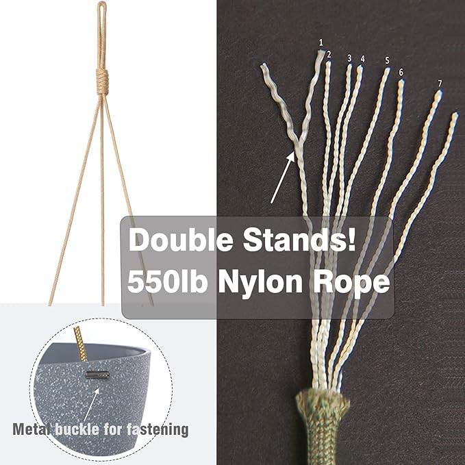 13 Inch 2 Pack Large Hanging Planters for Indoor Outdoor Plants, Plastic Hanging Basket Pots for House Plants Flowers, Grey