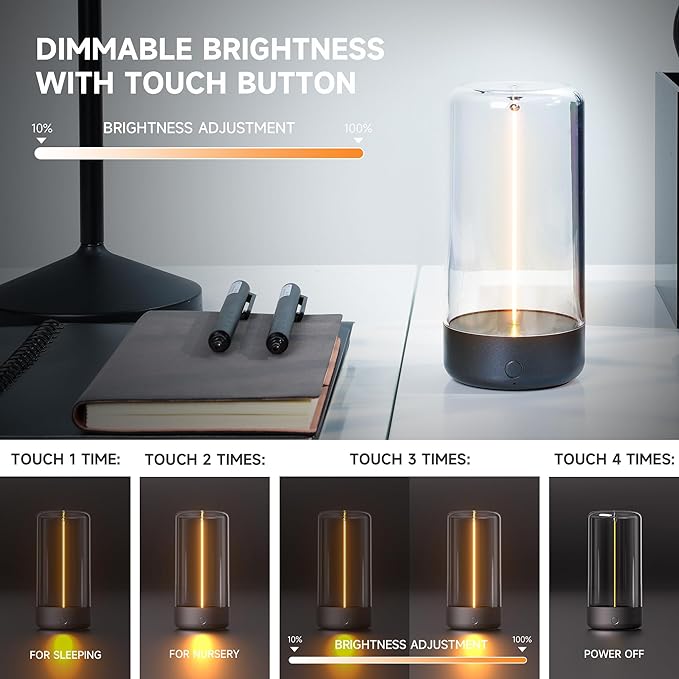 Mini Minimalist Table Lamp Cordless LED Desk Lamp Rechargeable Modern Night Lights Portable Nightstand Lamps Unique Ambient Light Mood Lighting for Bedroom, Beside, Nursery