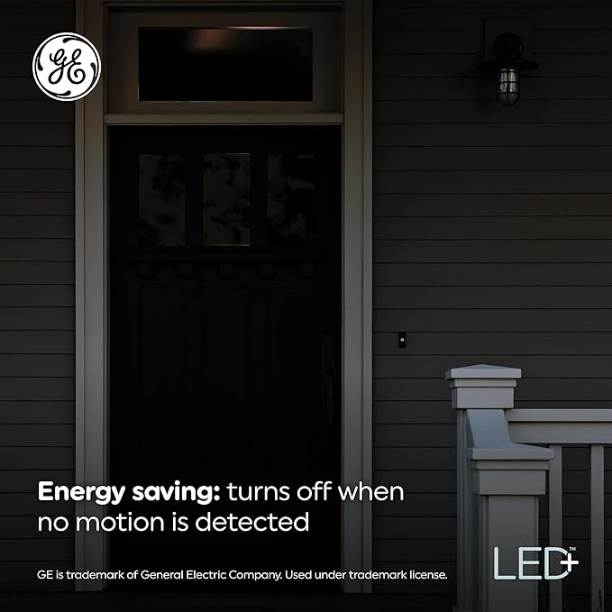 GE LED+ Motion LED Light Bulbs, PAR38 Outdoor Security Floodlights, 15W, Warm White (3 Pack)