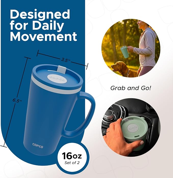 Copco Cone Cone Desk Mug 16 Oz - Blue & Green, Set of 2