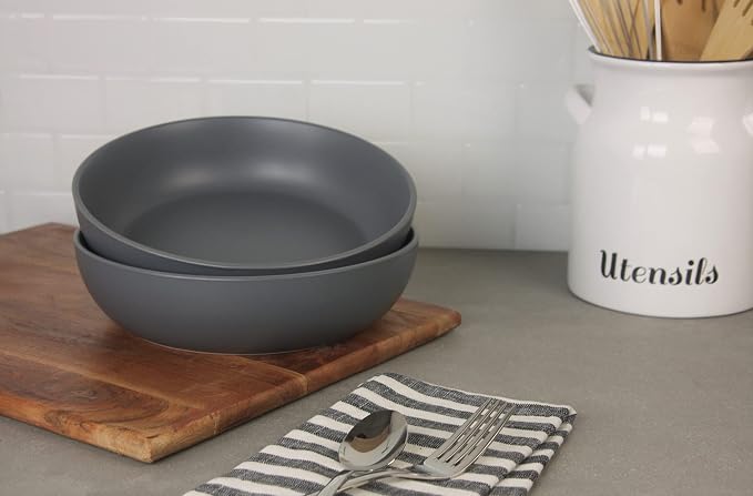 10 Strawberry Street Wazee Matte 9"/48oz Serving Bowl, Set of 2, Charcoal
