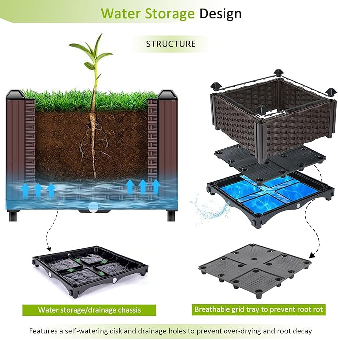Large Planters for Outdoor Plants pots Elevated Garden Boxes Raised Garden Bed Garden Patio Balcony Deck to Planting Flowers Vegetables Tomato and Herbs
